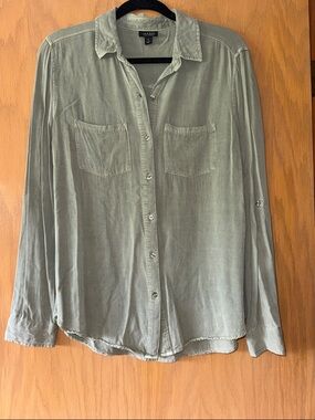 a.n.a Olive Green Button-Down Shirt